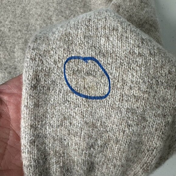 J Crew Lambswool Sweater Size M Tan Shawl Collar Grandpa - Picture 12 of 12